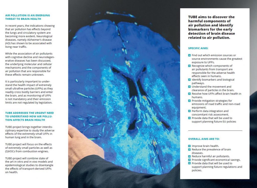 Picture of the TUBE brochure_showing page 2 with brain picture and text